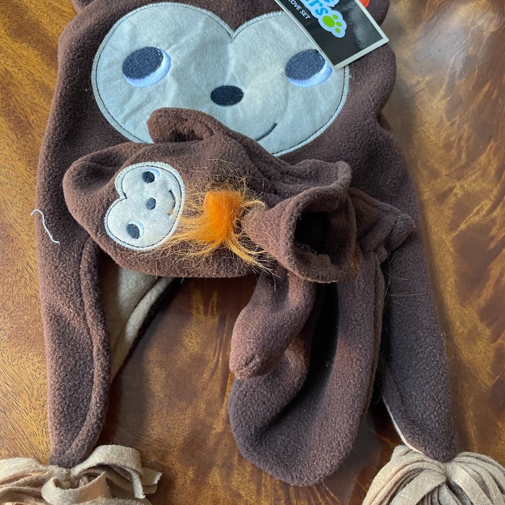 Fleece Critters Hat and Mittens Set Kids One Size